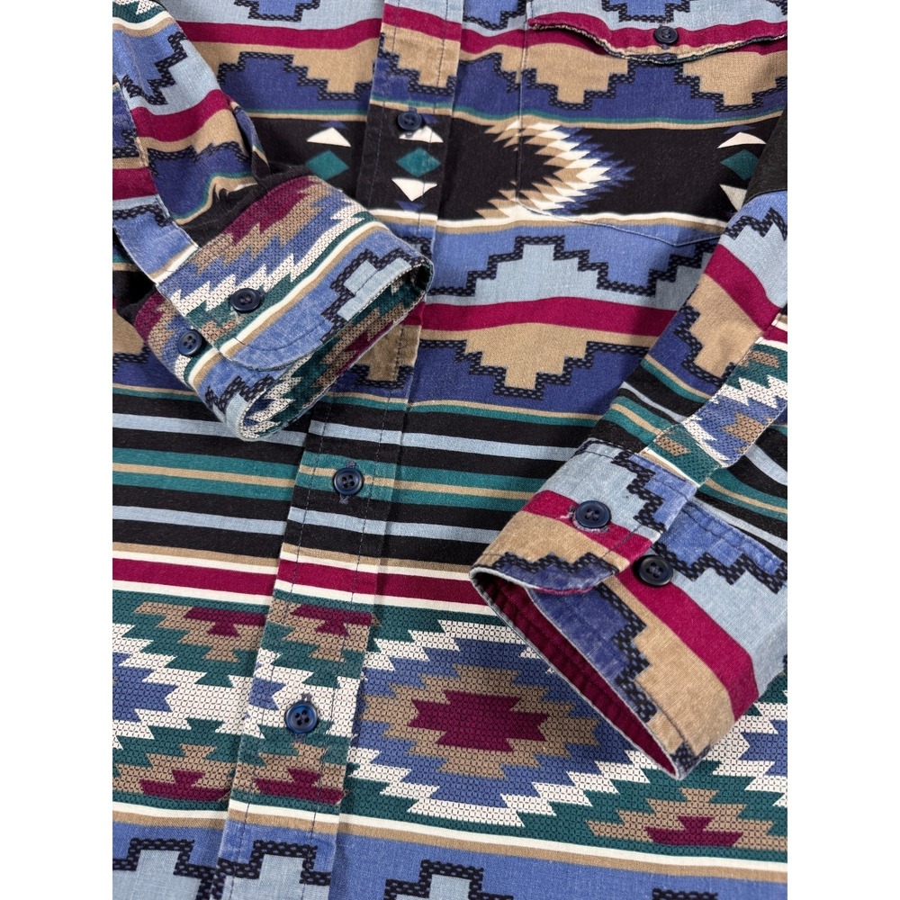 Vtg 90s Wrangler Cowboy Cut Aztec Western Shirt 17.5 x 35 X-Long Tail USA - Picture 7 of 12
